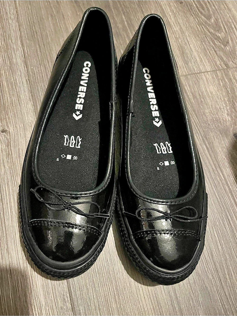 Converse Chuck Taylor All Star Dainty Ballerina Patent Leather Black Flats US 8